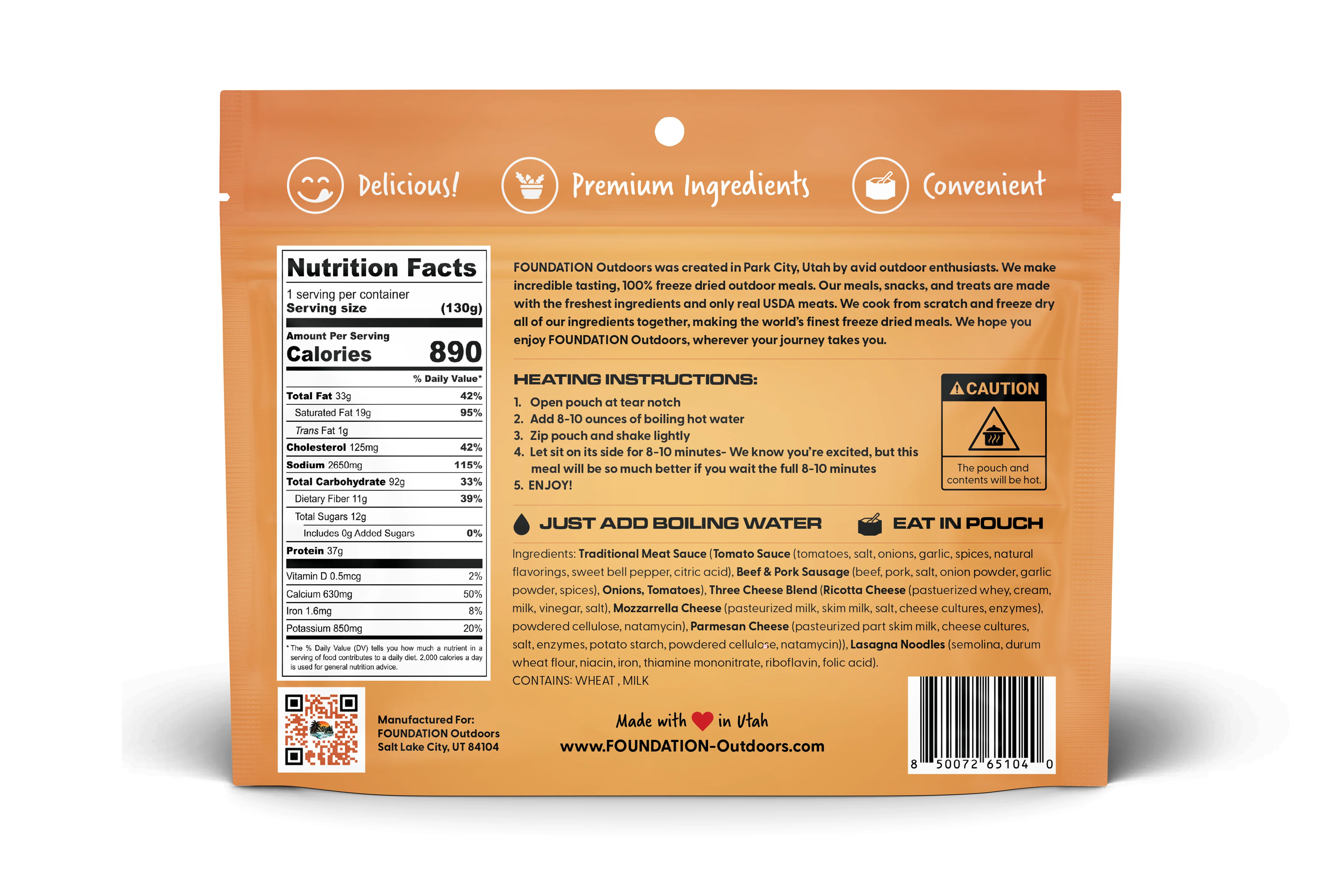 FOUNDATION Outdoors Lasagna Meal - Image 3